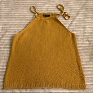 GAP Crochet Sleeveless Top Yellow Cotton GAP Knit Halter Tank Top